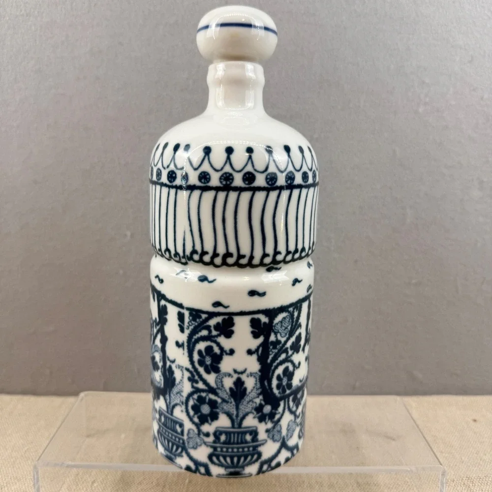 Vintage Altenkunstadt Western Germany Porcelain King‎ Decanter Blue White MCM